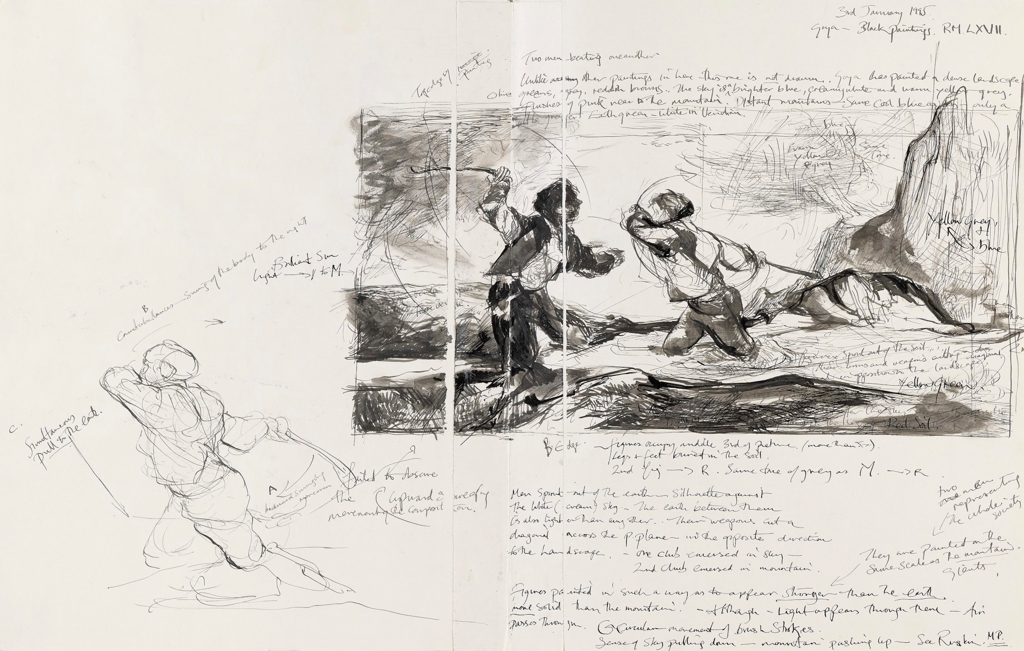 Sketch after Francisco Goya's 'Duel with Cudgels', 3 January 1995