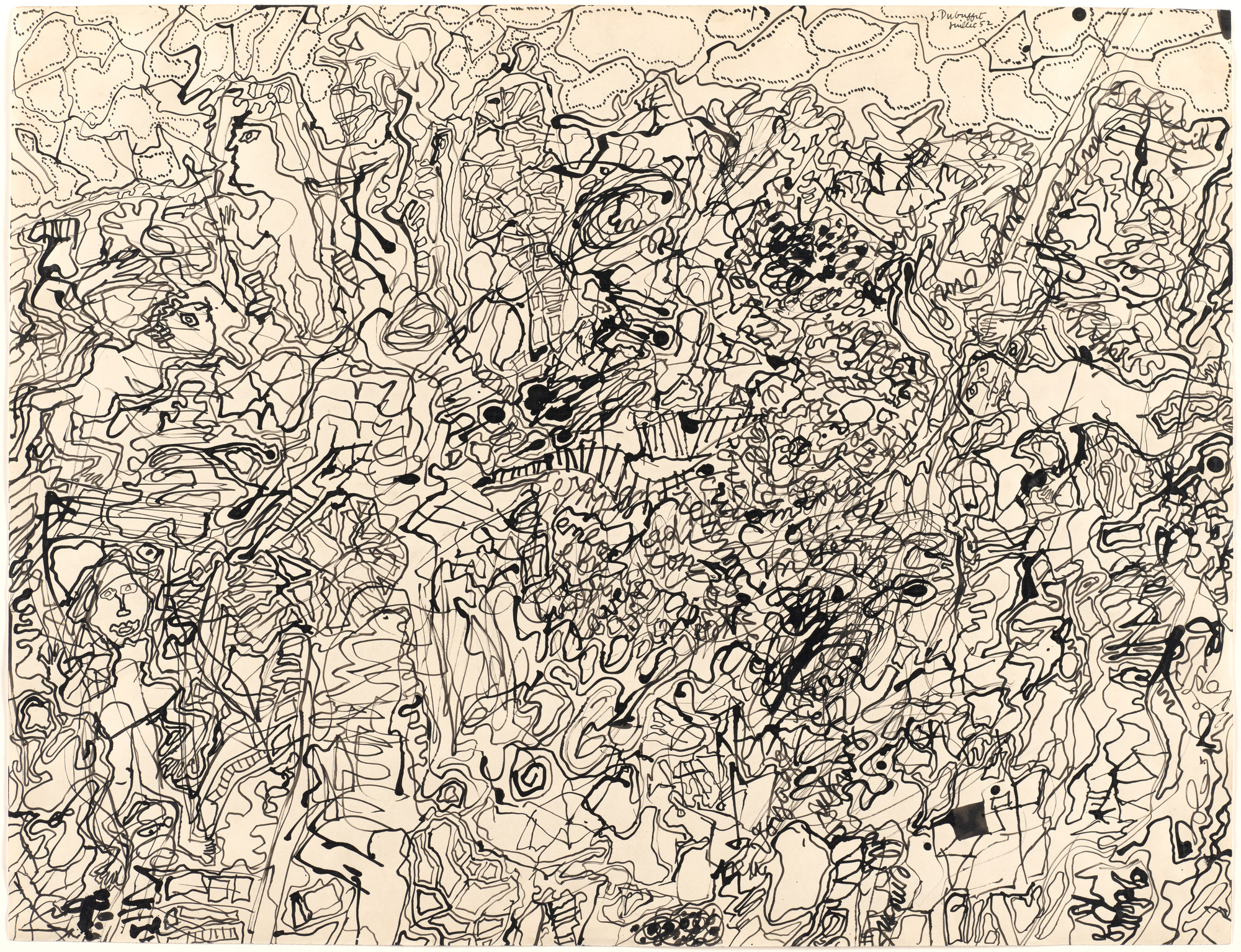 Jean Dubuffet / Ties and Whys: Landscape with Figures / 1952