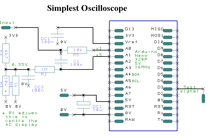 Arduino Oscilloscope circuit