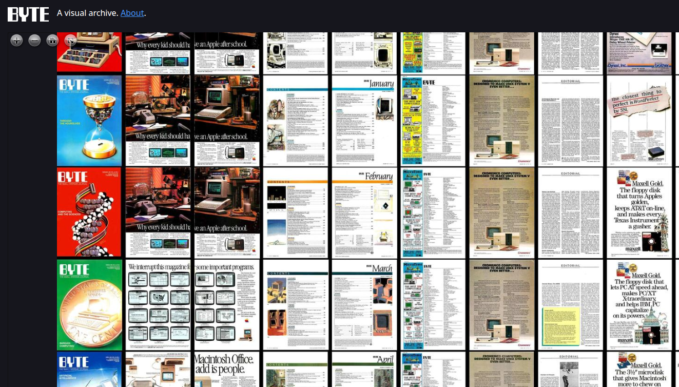 Zoomable Byte Magazine Archive screenshot