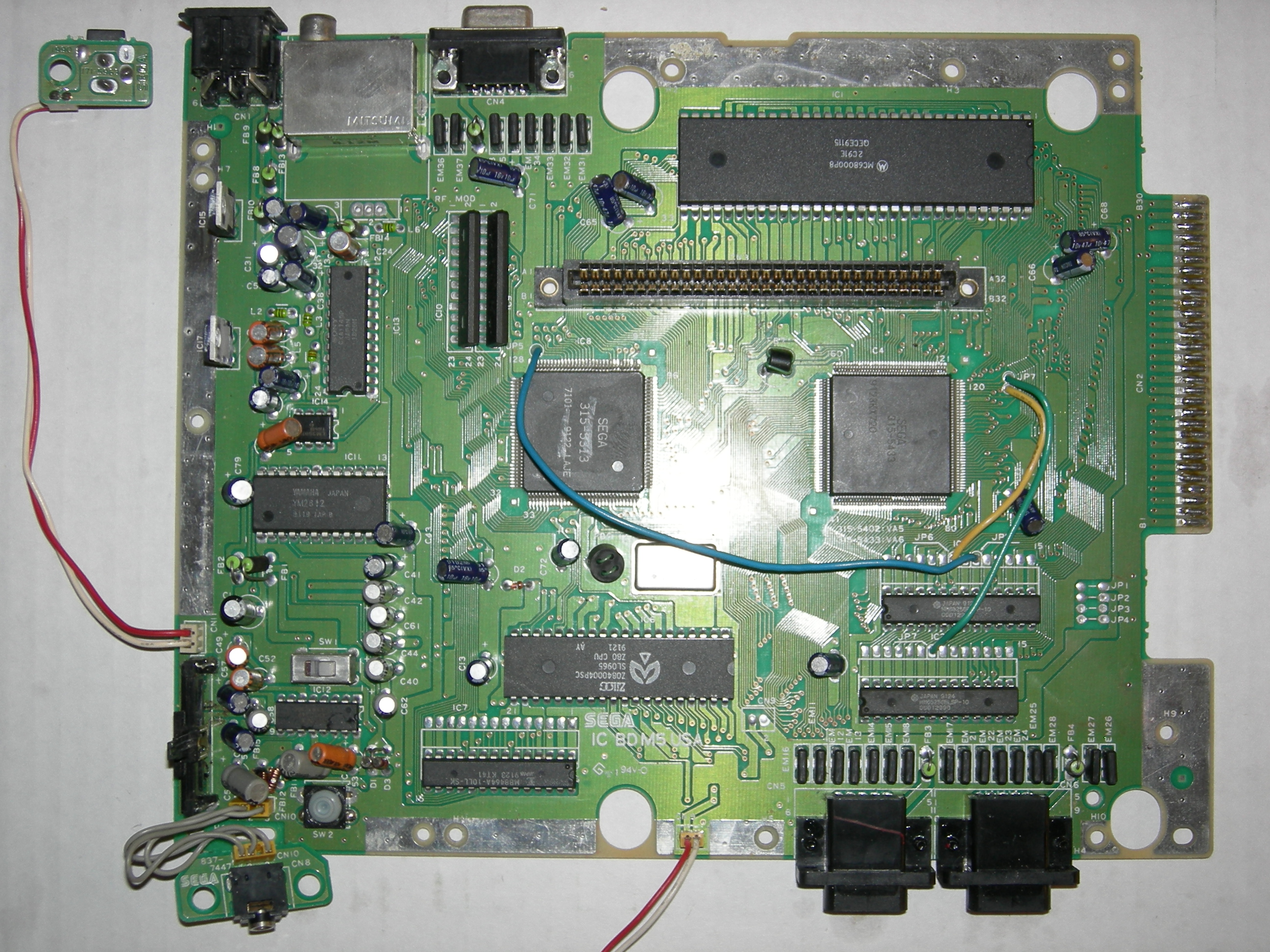 Sega Genesis Model 1 V6 Motherboard with all components visible